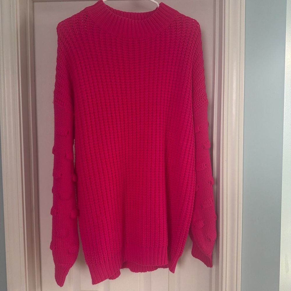 JODIFL Vibrant Pink Turtleneck Sweater